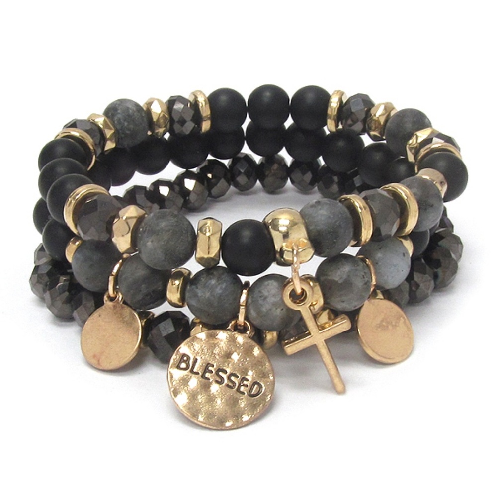 Blessed multi stone bracelet set